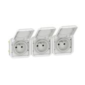 Nowe Plexo - Gniazdo 3x2P+Z poziome, mechanizm 16A - 250V~- białe - Legrand 069644L