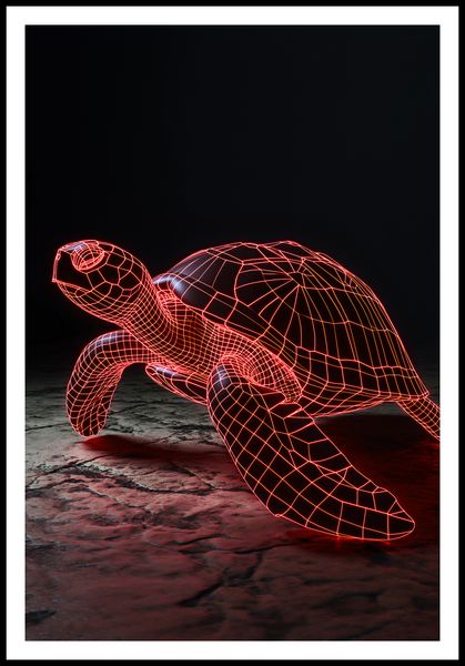 Plakat 68x101cm Neonowy Żółw zdjęcie 3