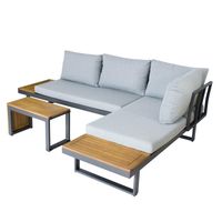 Zestaw mebli modułowych ogrodowych. Narożnik i sofa ze stolikiem, Szary X135GG