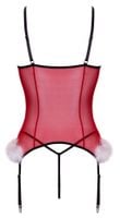 gorset basque cottelli l/xl czerwony ze stringami i piórkami