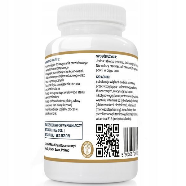WITAMINA B Complex B1 B2 B3 B5 B6 B7 B9 B12 120t zdjęcie 2
