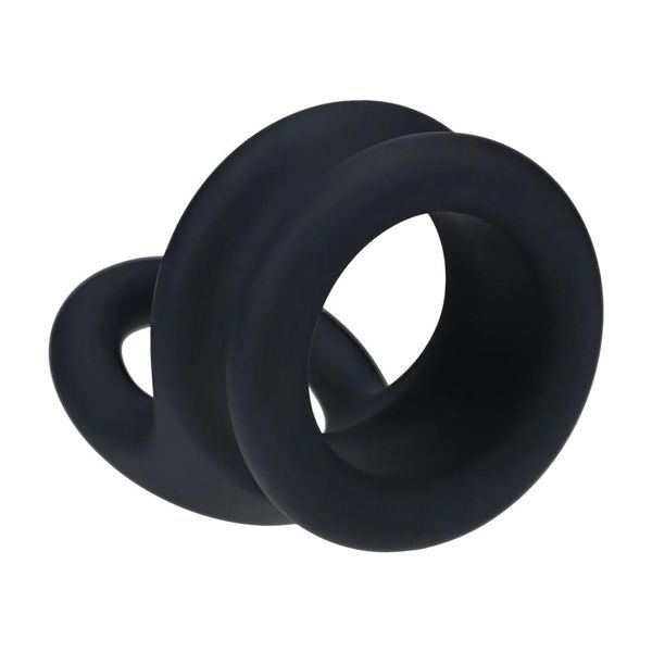 Wide Double O Silicone Cockring - M - Black zdjęcie 6