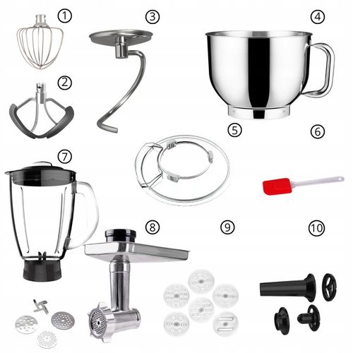 Wielofunkcyjny Mikser Robot Kuchenny BLENDER MASZYNKA 1900W 6,2L Akcesoria na Arena.pl