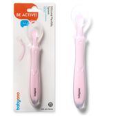 BABYONO Elastyczna silikonowa łyżeczka do karmienia różowa