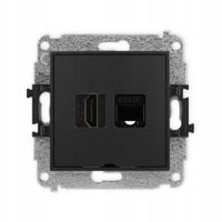 ICON Gniazdo HDMI 2.0 4K + gniazdo RJ45 kat.5e czarny mat 12IGHKBO