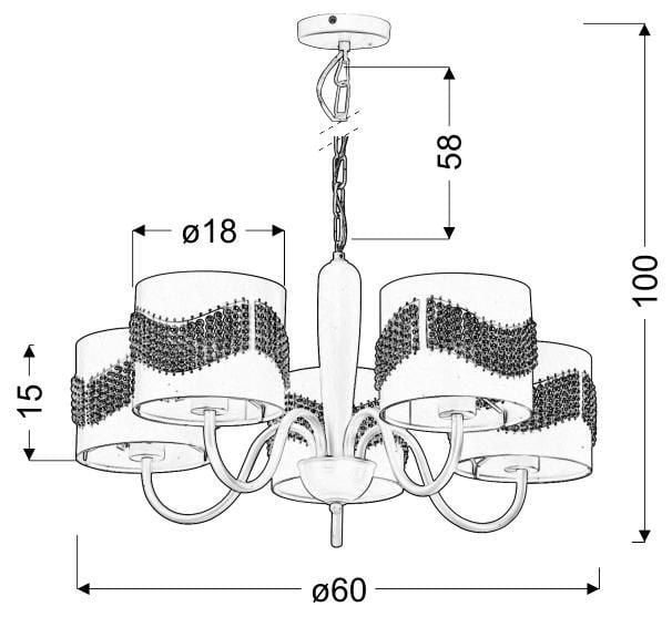 Antonio zwis 5x60W E27 biały zdjęcie 2