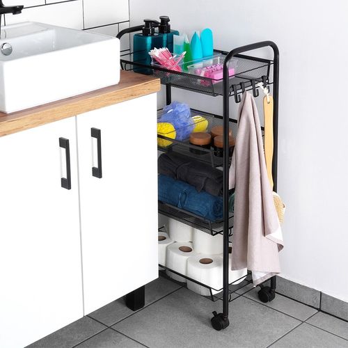 Wózek na Kółkach Mobilny Regał Kuchenny Łazienkowy 4 Poziomowy Szafka Półka na Arena.pl
