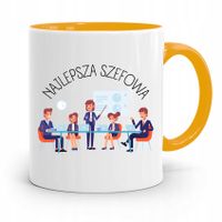 Kubek Żółty Prezent Dla Szefa Najlepsza Szefowa Z Nadrukiem Ze Zdjęciem