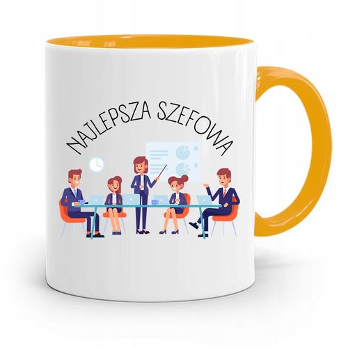 Kubek Żółty Prezent Dla Szefa Najlepsza Szefowa Z Nadrukiem Ze Zdjęciem na Arena.pl