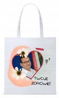 Mateusz Morawiecki Pis Torba Eco Biała Shopper Z Nadrukiem Ze Zdjęciem