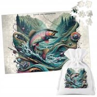 PUZZLE TRADYCYJNE - WĘDKARSKIE WZORY RYBAK WĘDKA FANATYK RYBA - 70 el