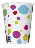 Kubeczki papierowe urodzinowe kropki Happy B'day Birthday, 8 szt.