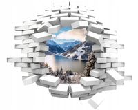 Naklejka samoprzylepna 3D dziura góry zimowy widok