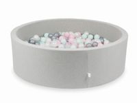 Suchy basen jasnoszary 130x40 z piłeczkami 700 sztuk (przezroczyste, perłowe, srebrne, jasnoróżowe, jasnomiętowe)