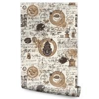 Tapeta Ścienna Do Kuchni Kawa Filiżanki Ziarna Kawy Abstrakcja Styl Retro