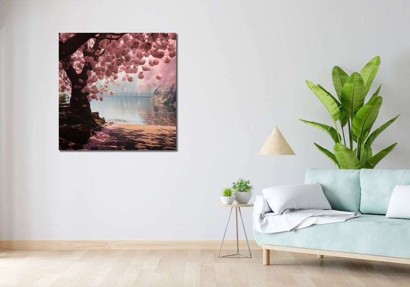 Obraz 90x90cm Spokój Sakury zdjęcie 2