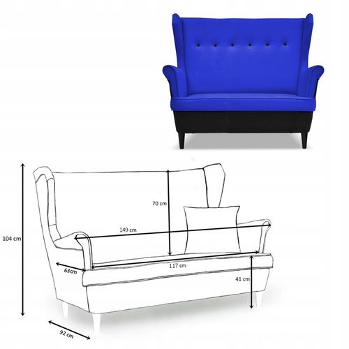 Zestaw wypoczynkowy ARI DUO sofa fotele Family Meble czarno - niebieski na Arena.pl