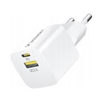 Ładowarka sieciowa GaN QC3.0 USB-A USB-C PD 33W biała
