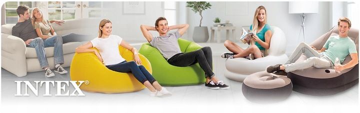 FOTEL DMUCHANY WELUROWY PUFA + PODNÓŻEK INTEX zdjęcie 12