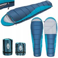 ŚPIWÓR TURYSTYCZNY KEMPINGOWY MUMIA Z KAPTUREM CIEPŁY DUŻY 220 x 80 cm