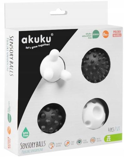 AKUKU Piłeczki SENSORYCZNE KONTRASTOWE CZARNO BIAŁE piłki SENSORKY od 0m+ na Arena.pl