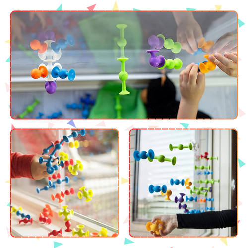 silikonowe klocki konstrukcyjne z przyssawkami 48 el dla dzieci edukacyjne na Arena.pl