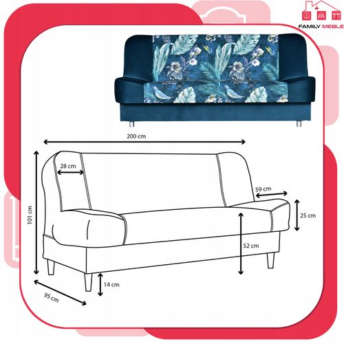 Kanapa sofa Sara Print Duo rozkładana wersalka spania bonell łóżko na Arena.pl