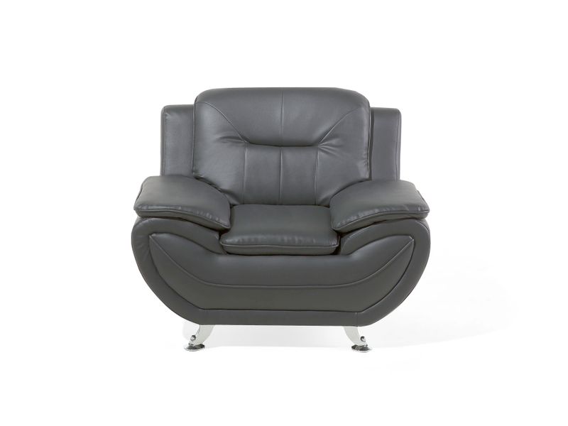 Fotel ekoskóra szary LEIRA zdjęcie 3