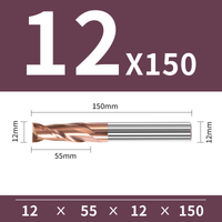 Frez 2-ostrzowy VHM do stali 55 HRC - TiSiN Rozmiar: Ø12x55x12Dx150L