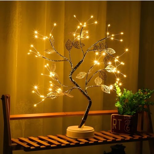 DRZEWKO LAMPKA BONSAI LED 50 CM ZŁOTE LISTKI LIŚCIE CHOINKA ŚWIECĄCE USB na Arena.pl