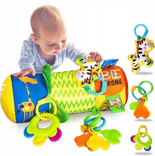 WAŁEK do RACZKOWANIA poduszka dla niemowląt WALEC grzechotki gryzak metki na Arena.pl