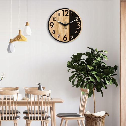 Zegar ścienny drewniany Dębowy ALFRED - 33 cm cichy, zegar do salonu na Arena.pl