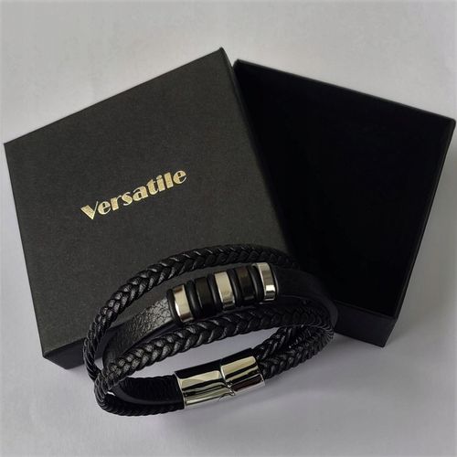 Bransoletka męska skórzana potrójna MAGNETYCZNE ZAPIĘCIE JAKOŚĆ VERSATILE na Arena.pl