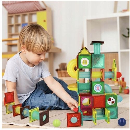 MAGNETYCZNE KLOCKI KONSTRUKCYJNE ŚWIECĄCE TOR KULKOWY KULODROM DUŻY ZESTAW na Arena.pl