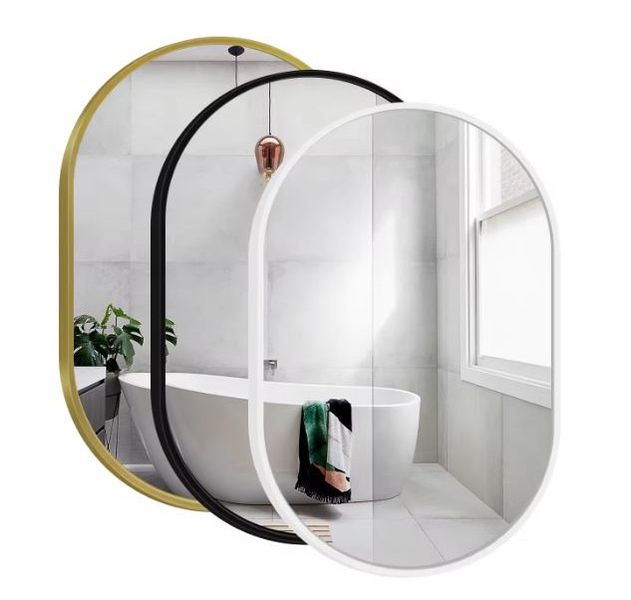 Lustro Elipsa 75x40cm białe ścienne owalne łazienkowe do salonu sypialni loftowe Industrialne minimalistyczne zdjęcie 9