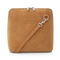 VERA PELLE torebka damska zamszowa listonoszka z paskiem V452 camel