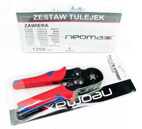 ZACISKARKA PRASKA DO KONEKTORÓW KOŃCÓWEK KABLI PRZEWODÓW + 1200 TULEJEK na Arena.pl