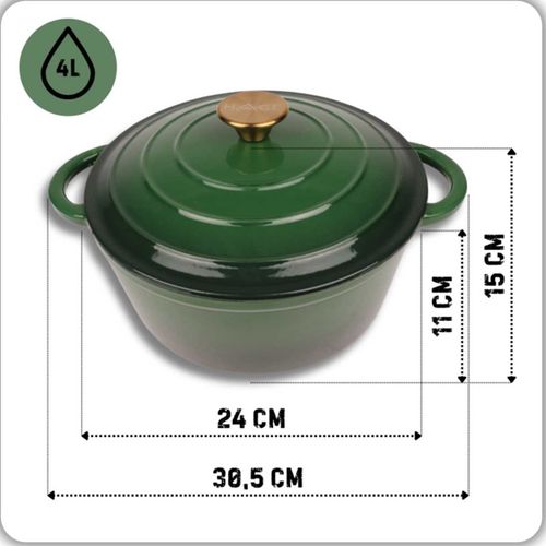 emaliowany garnek żeliwny 24cm 4l hage zielony na Arena.pl