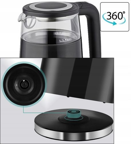 CZAJNIK ELEKTRYCZNY REGULACJA TEMPERATURY DIGITAL 40°C - 100°C 1,7L 2200W na Arena.pl