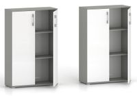 Regał komoda biurowa Pola 2D 110 x 80 cm Szary  białymi drzwiami