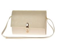 Laura Biaggi torebka wizytowa kopertowa jasny beż mat złoty cieniowany LA29