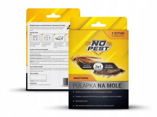 PUŁAPKA LEP NA MOLE SPOŻYWCZE KUCHENNE ODZIEŻOWE UBRANIOWE 2W1 10 SZT na Arena.pl