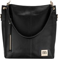 Torebka MONNARI SHOPPER NA RAMIĘ Listonoszka Czarna DŁUGI PASEK ZŁOTE LOGO