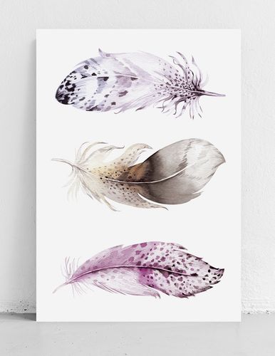 Plakat boho piórka akwarela 40x50 cm na Arena.pl