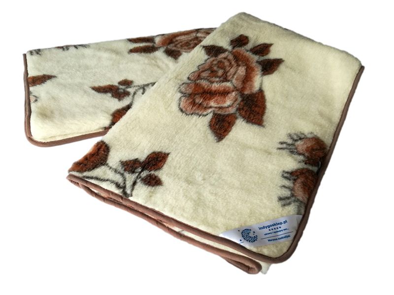 Koc Wełniany 160X200 Merynos Australijski Brązowe Róże Indygosklep.pl zdjęcie 3