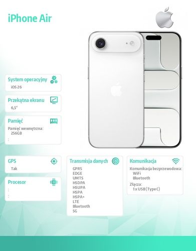 Smartfon Apple iPhone Air 256GB Biały Obłok na Arena.pl