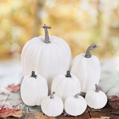 Dynia ozdoba jesienna sztuczne dynie Halloween zestaw 7 szt białe na Arena.pl