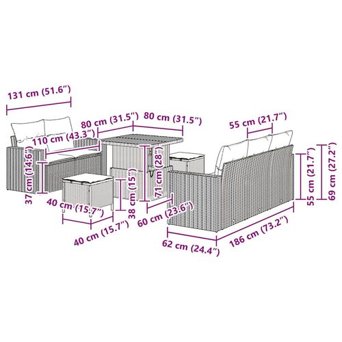 Zestaw Sof na Ogród 8 pcs Beżowy polirattan na Arena.pl