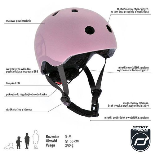 Kask dla dzieci Scootandride S-M dla dzieci 3+ Rose 51-55 cm na Arena.pl