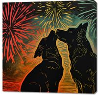 Obraz 100x100cm Psi Uścisk